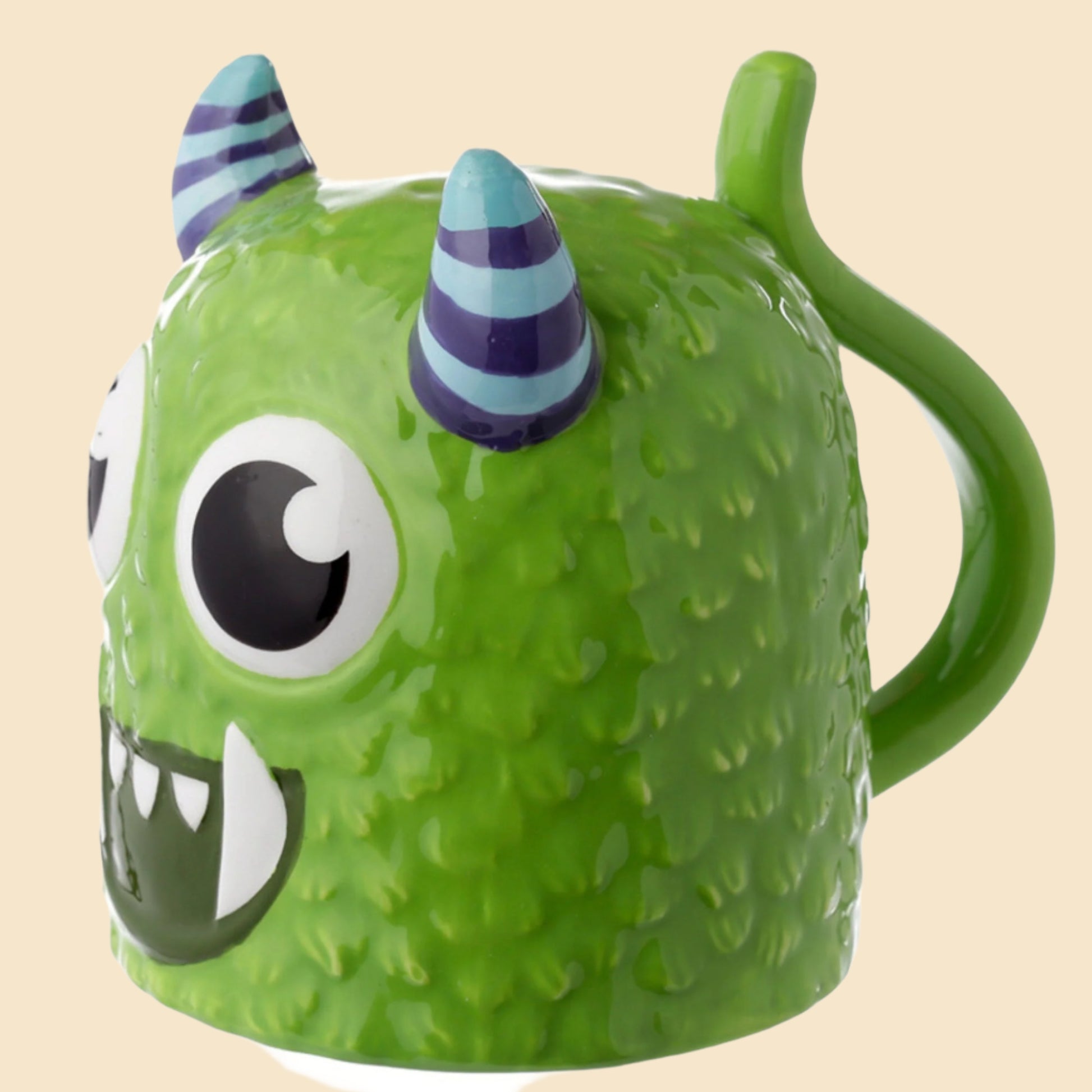 Green Monstarz Mug Upside Down Novelty Ceramic Mug Left Side View