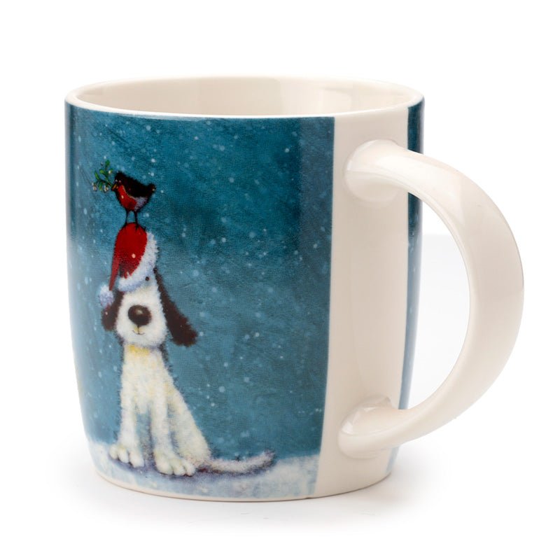 Jan Pashley Christmas Dog & Robin Porcelain Mug - The Mug GalleryMug