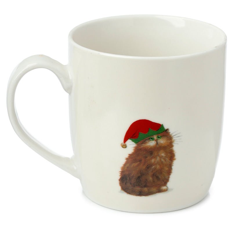 Kim Haskins Christmas Elf Cats Porcelain Mug & Infuser Set - The Mug GalleryMug