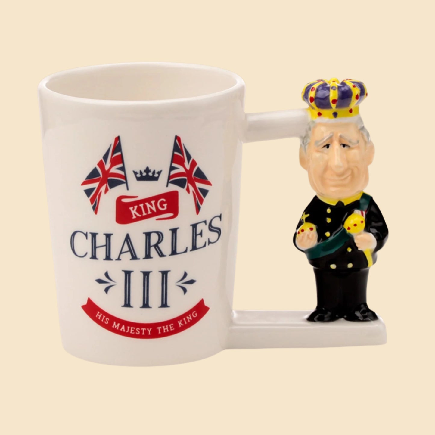 King Charles Handle Mug Monarchy Lover Gift Present For Royalist Ideal Gift Fun Novelty Royal Family Memorabilia Left Side View