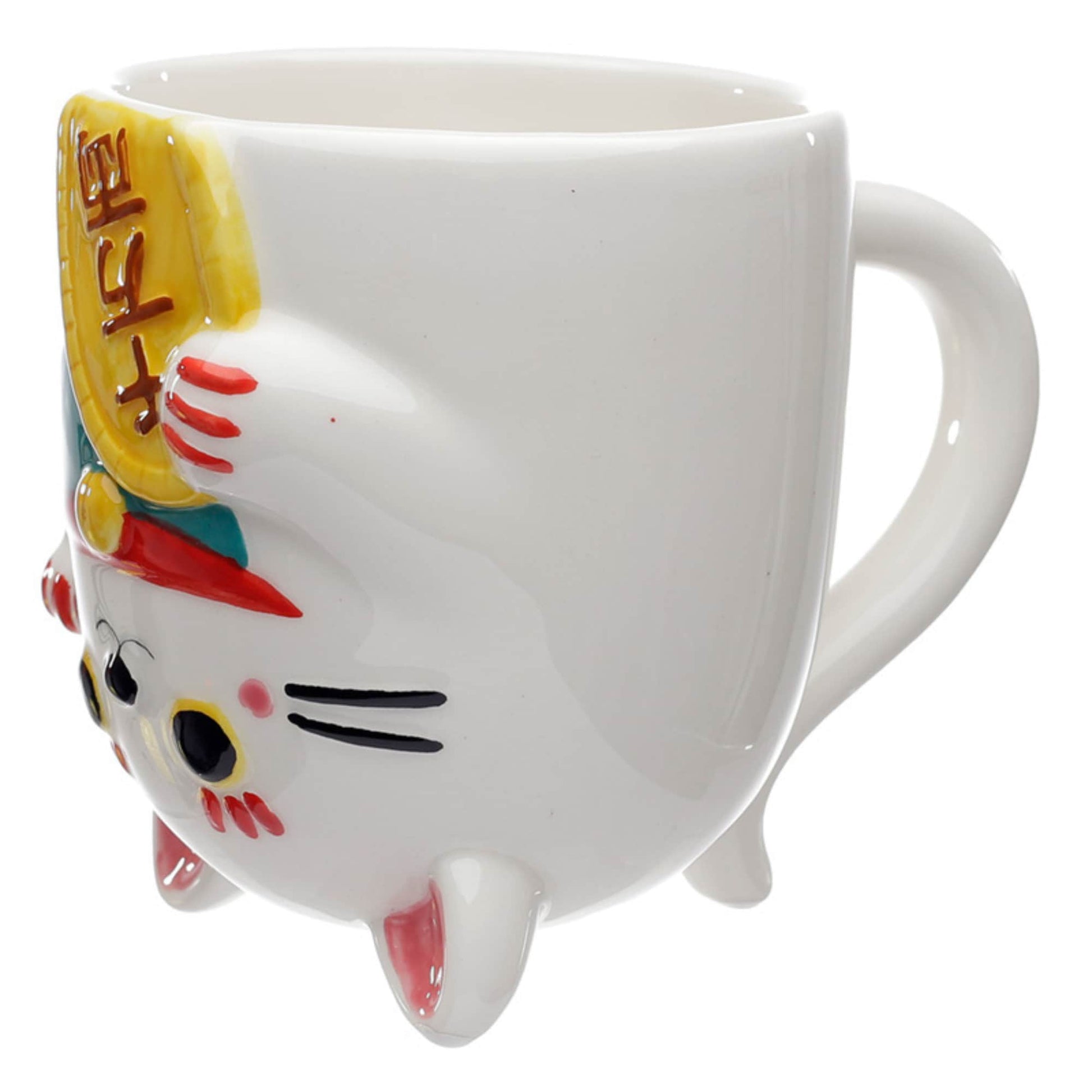 Lucky Cat Shaped Coffee Mug, Ceramic Maneki Neko Upside Down Mug, Lucky Cat Shaped Mug Present, Fun Cat Lover Gift