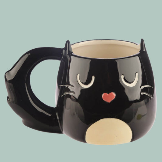 Novelty Black Cat Head Shaped Ceramic Mug - The Mug GalleryMug