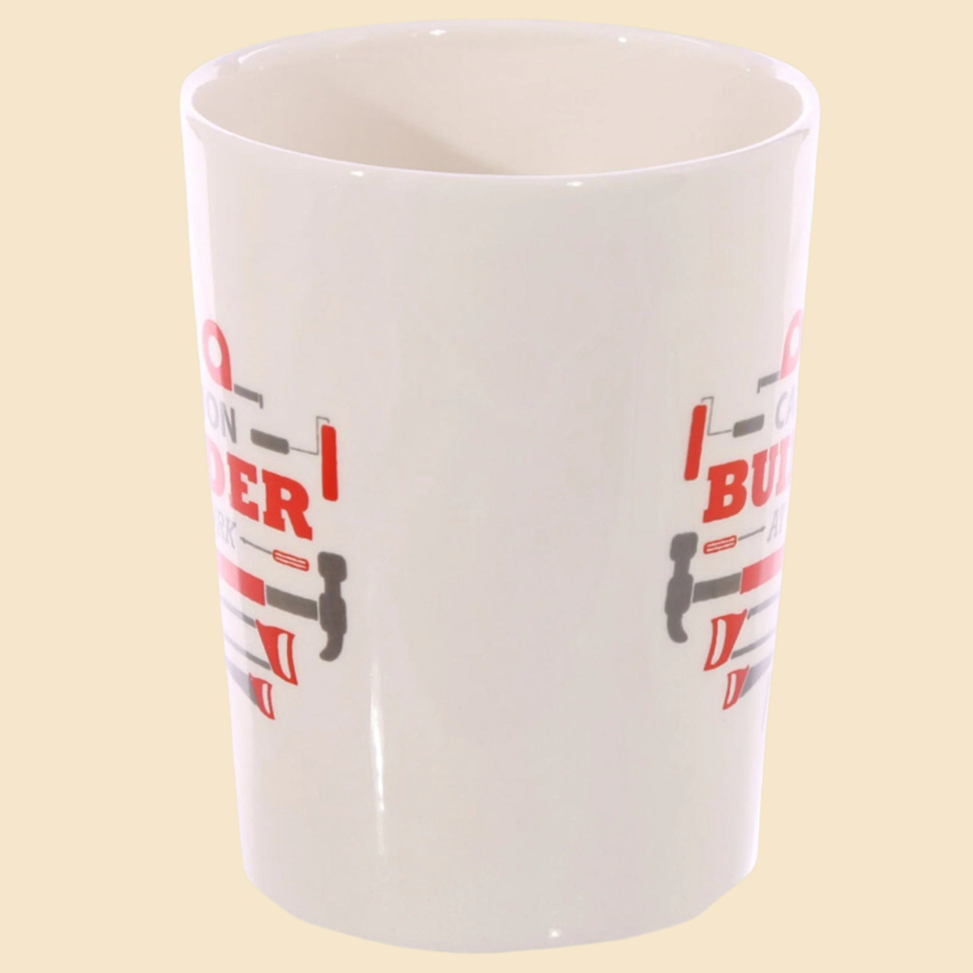 Novelty Builders Mug with Drill Shaped Handle Front View