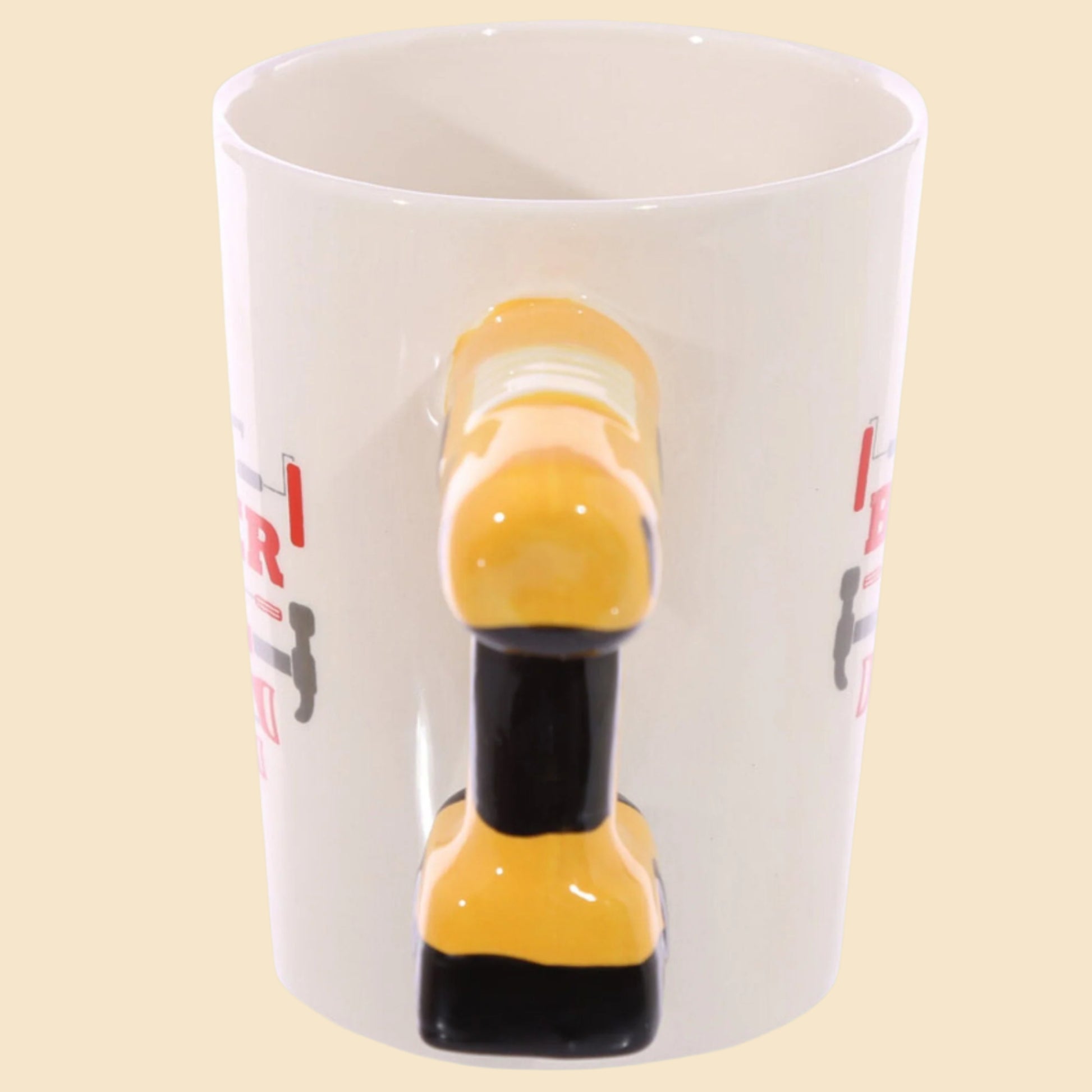 Novelty Builders Mug with Drill Shaped Handle Handle View