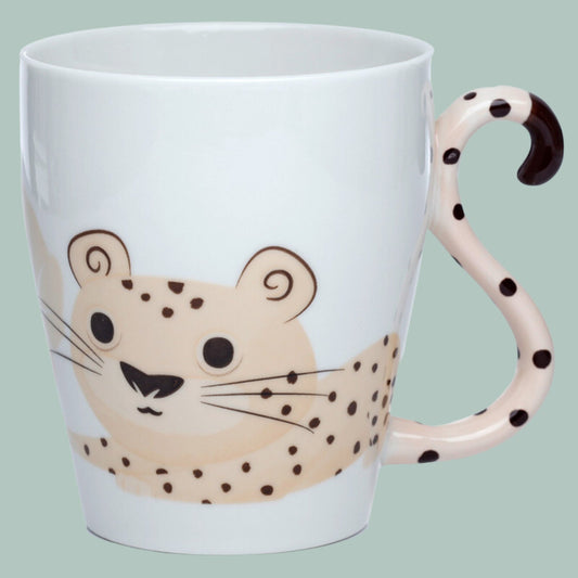 Novelty Cheetah Tail Shaped Handle Porcelain Mug - The Mug GalleryMug