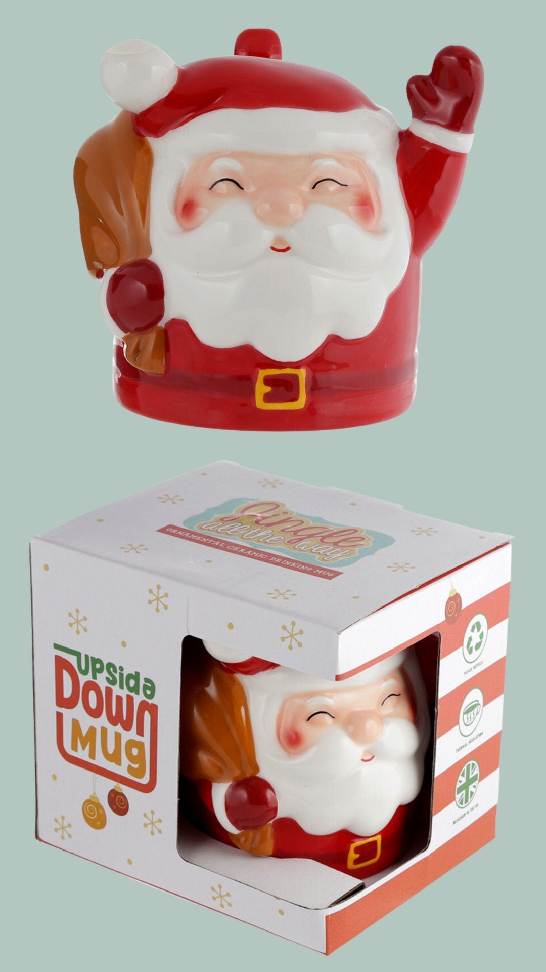 Novelty Father Christmas Upside Down Ceramic Mug - The Mug GalleryMug