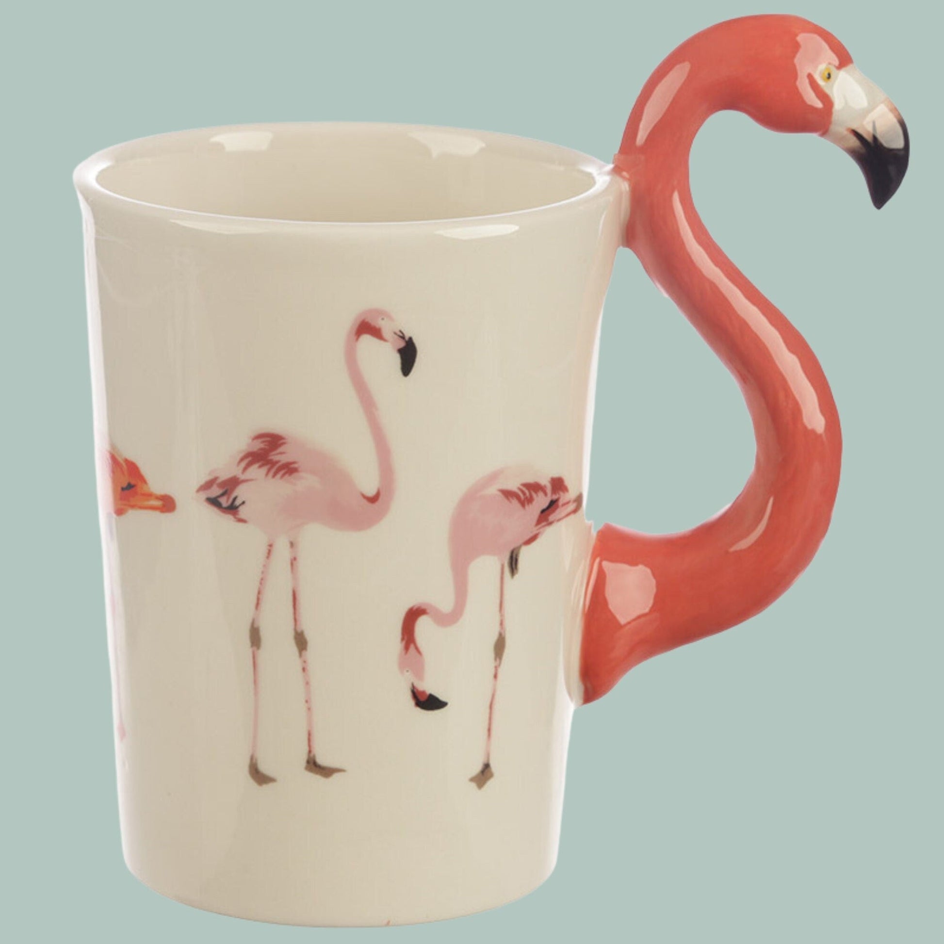 Novelty Flamingo Shaped Handle Ceramic Mug - The Mug Gallery Mug