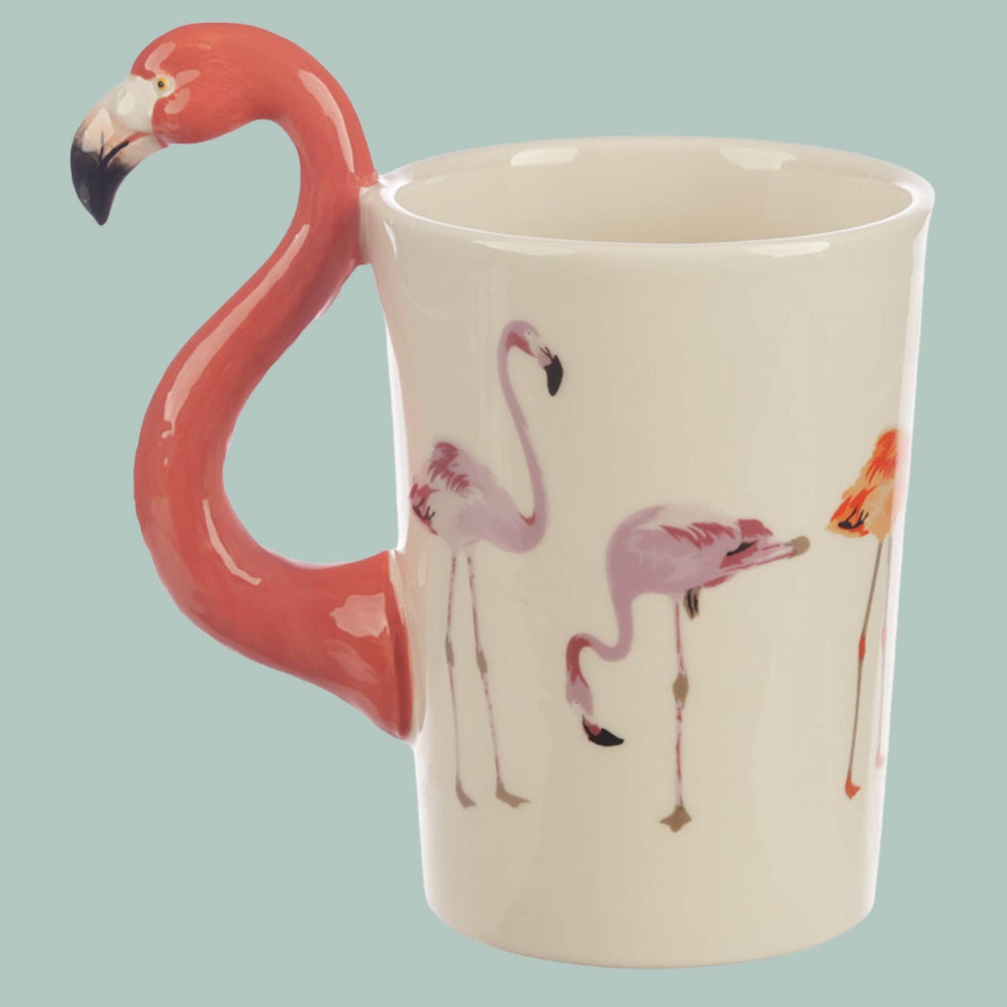 Novelty Flamingo Shaped Handle Ceramic Mug - The Mug Gallery Mug