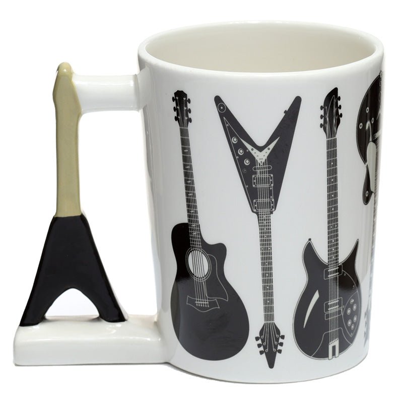 Novelty Flying V Guitar Shaped Handle Ceramic Mug - The Mug GalleryMug