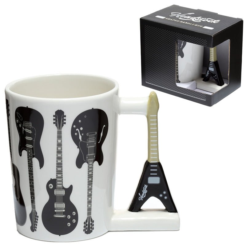 Novelty Flying V Guitar Shaped Handle Ceramic Mug - The Mug GalleryMug