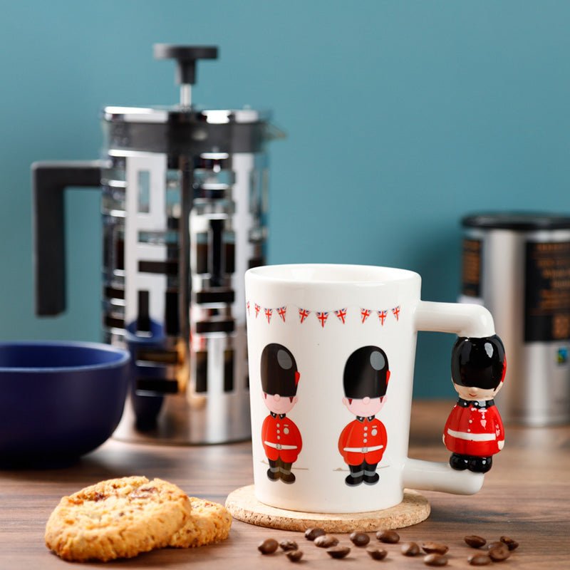 Novelty London Mug with Guardsman Shaped Handle In A Kitchen