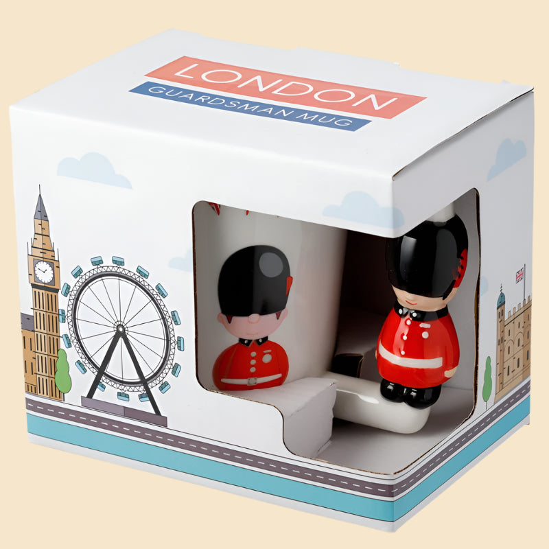 Novelty London Mug with Guardsman Shaped Handle In Its Packaging