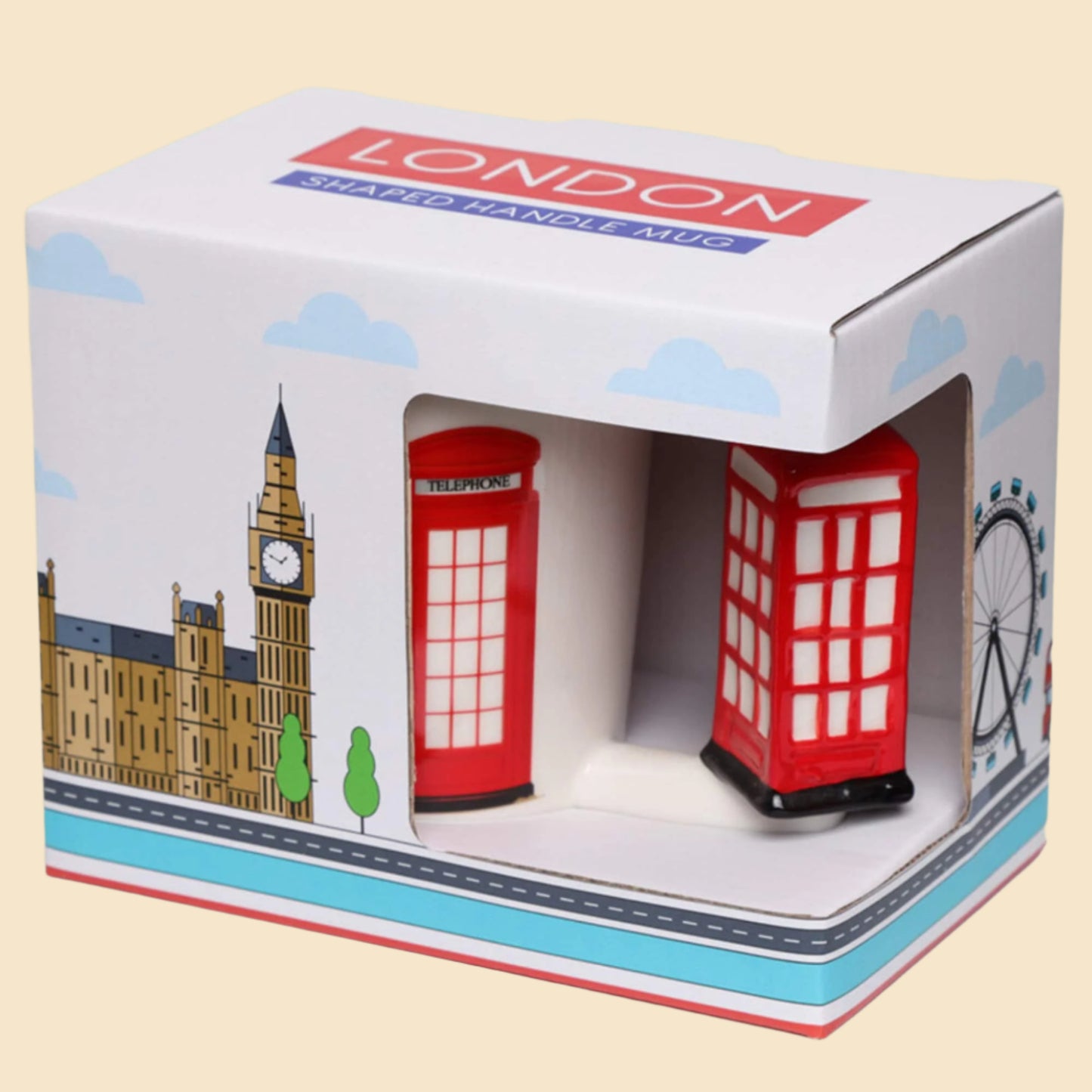 Novelty London Phone Box Handle Ceramic Mug In Its Packaging