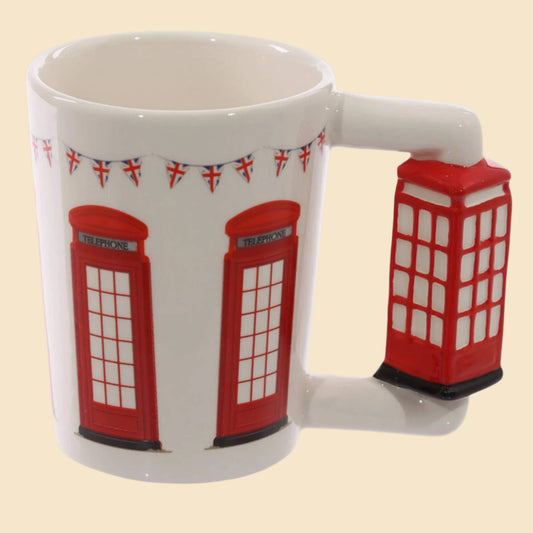 Novelty London Phone Box Handle Ceramic Mug Left Side View