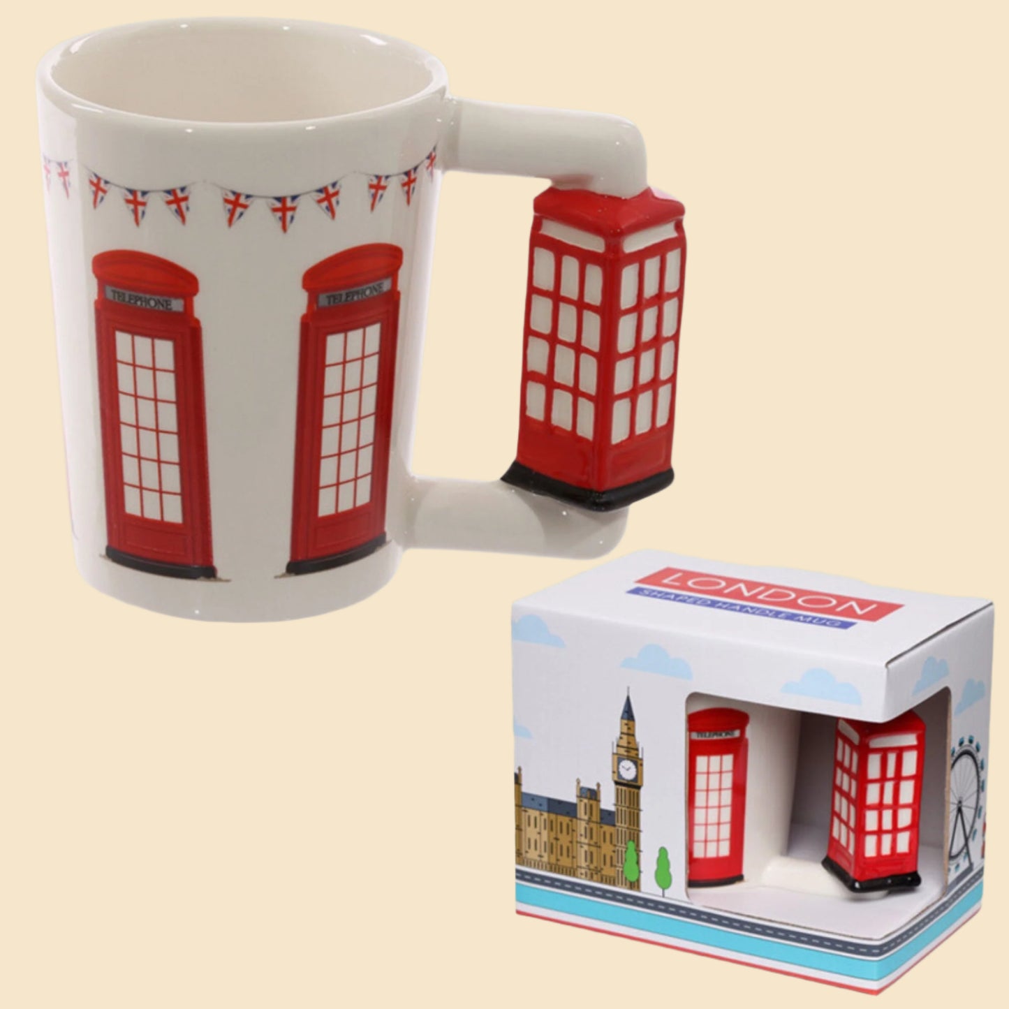 Novelty London Phone Box Handle Ceramic Mug Mug With Packaging