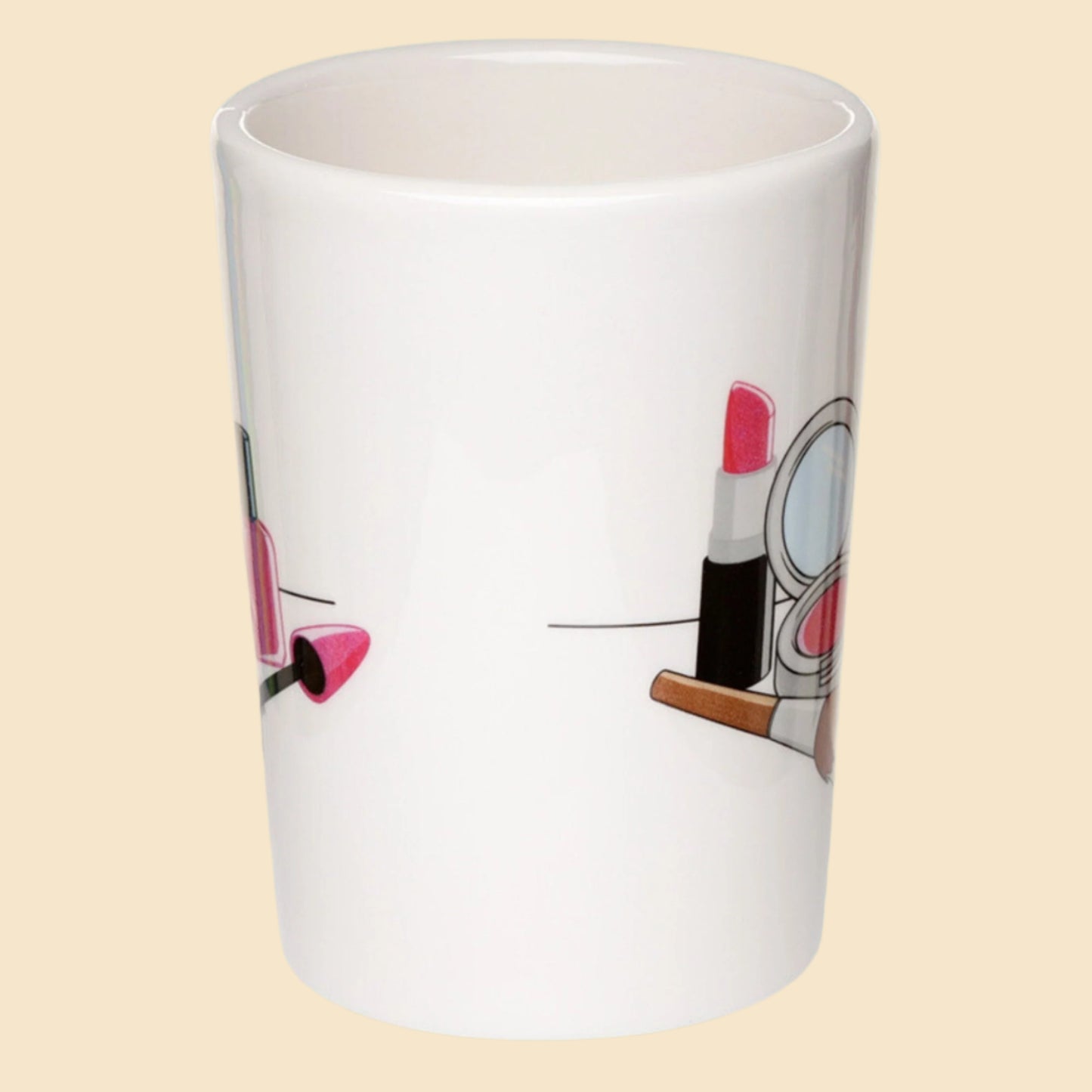 Novelty Make Up Mug with Lipstick Handle Front View