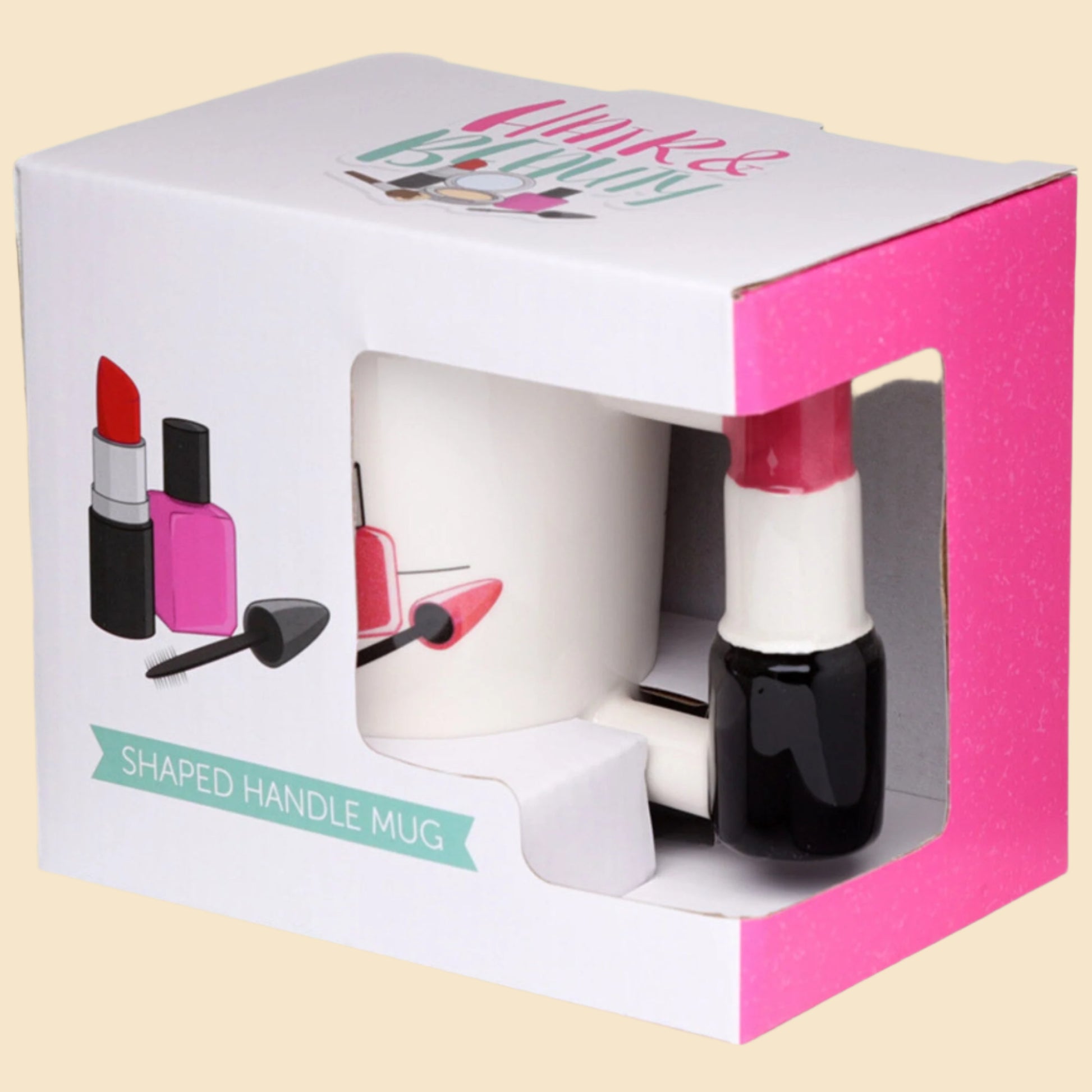 Novelty Make Up Mug with Lipstick Handle In Its Packaging