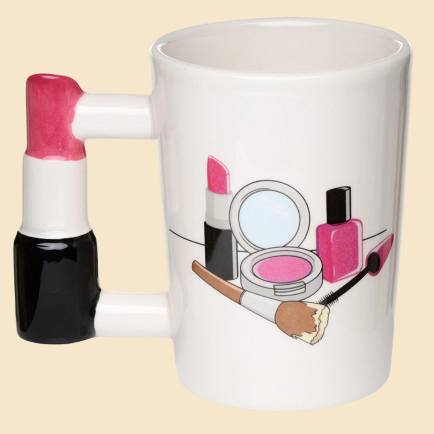 Novelty Make Up Mug with Lipstick Handle Right Side View