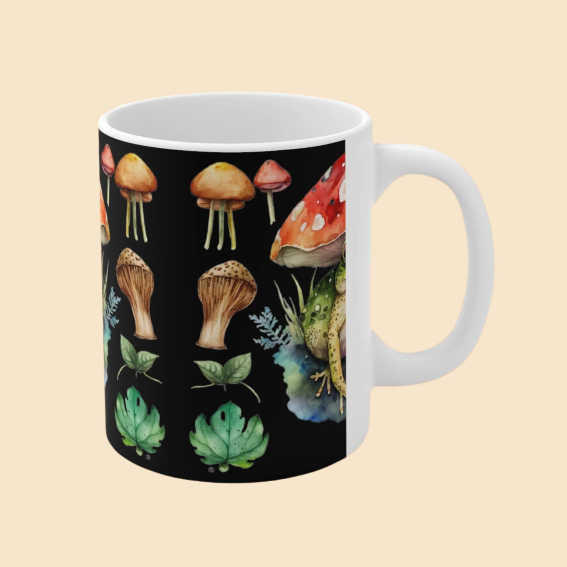 Novelty Toadstool Mushroom Frog Ceramic Mug Left Side View