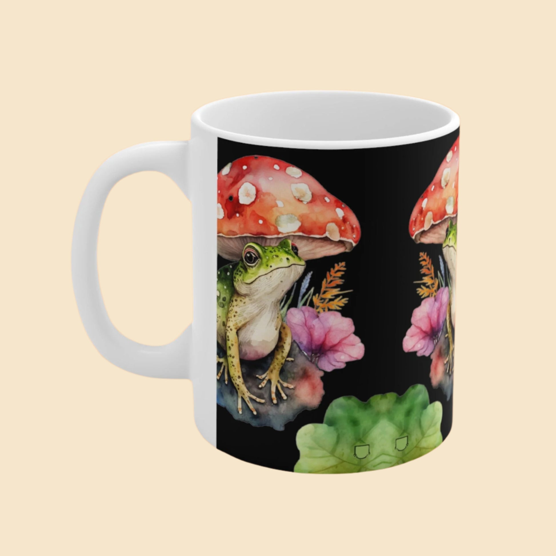 Novelty Toadstool Mushroom Frog Ceramic Mug Right Side View