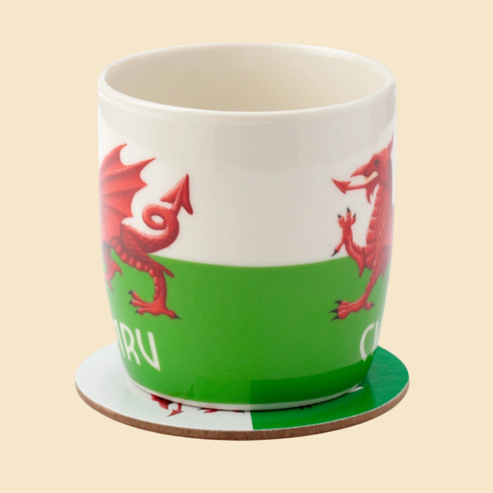 Novelty Welsh Dragon Mug And Coaster Set Front View