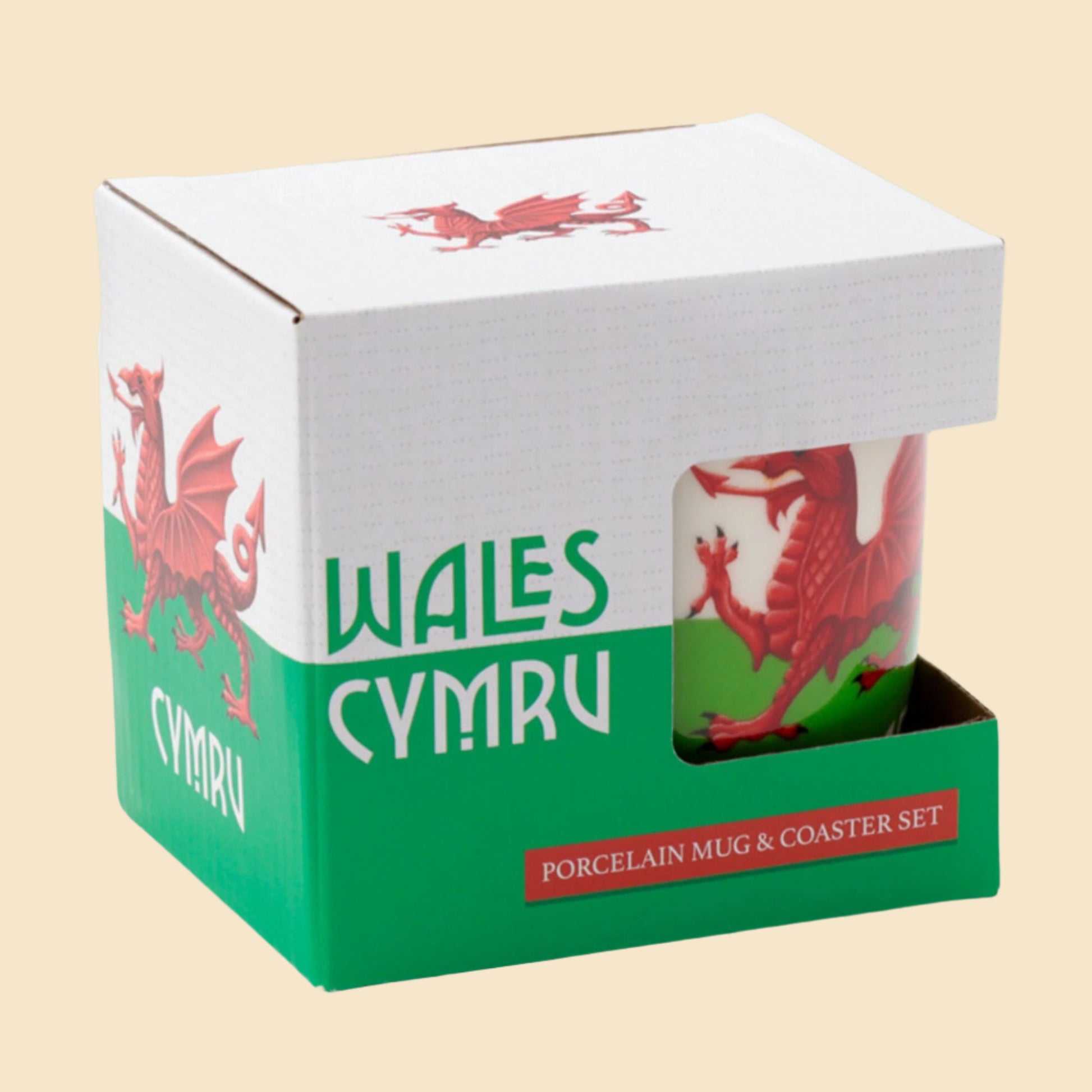 Novelty Welsh Dragon Mug And Coaster Set In Its Packaging