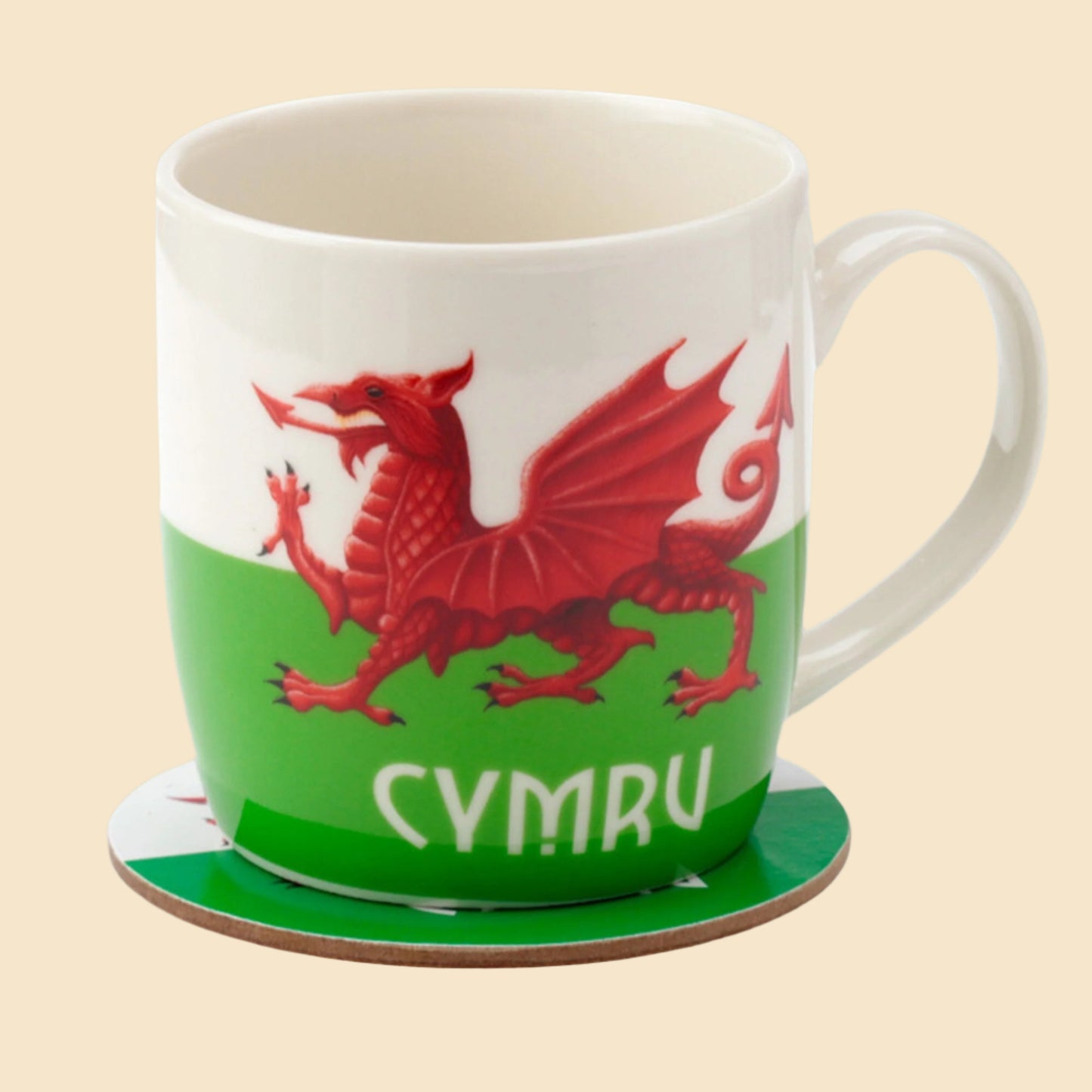 Novelty Welsh Dragon Mug And Coaster Set Left Side View