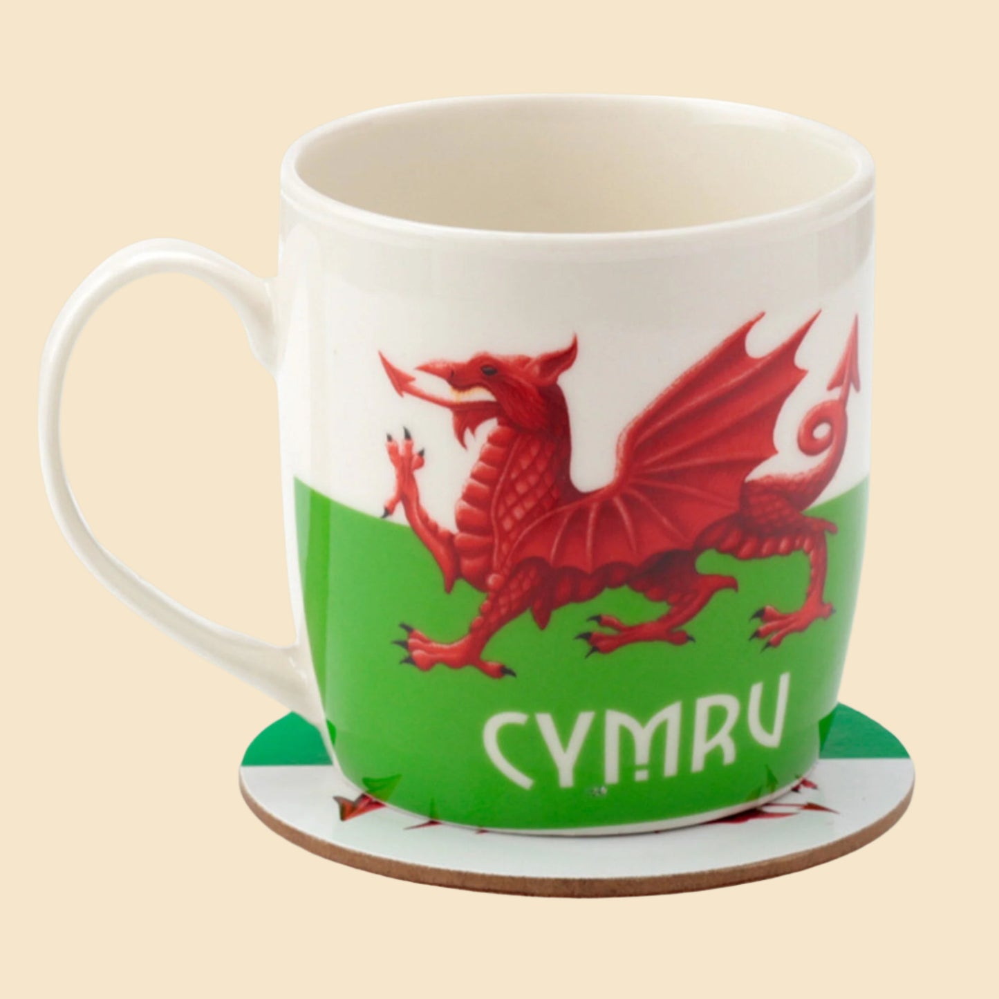 Novelty Welsh Dragon Mug And Coaster Set Right Side View