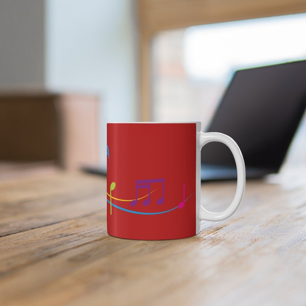 Red Musical Notes Ceramic Mug - The Mug GalleryMug