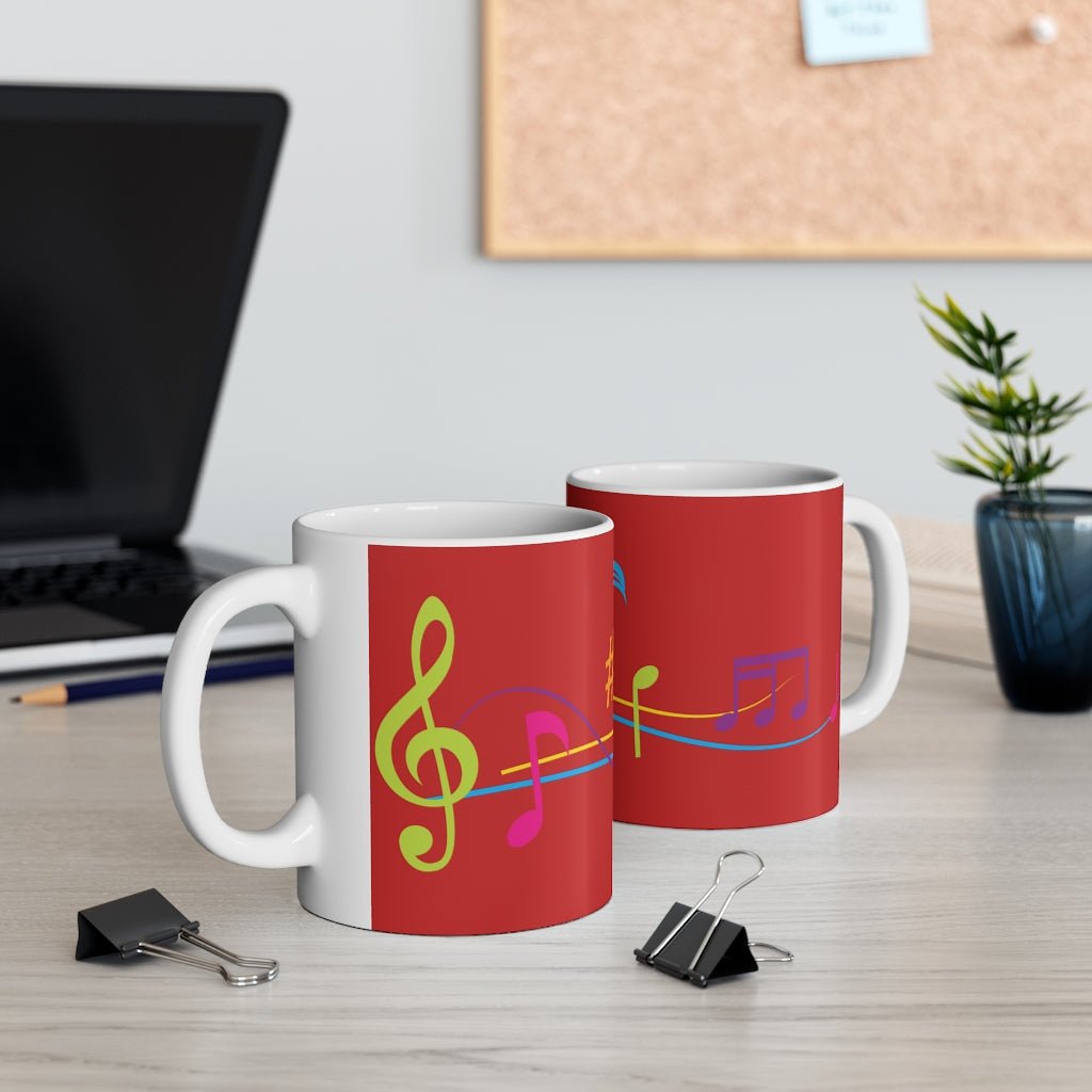 Red Musical Notes Ceramic Mug - The Mug GalleryMug