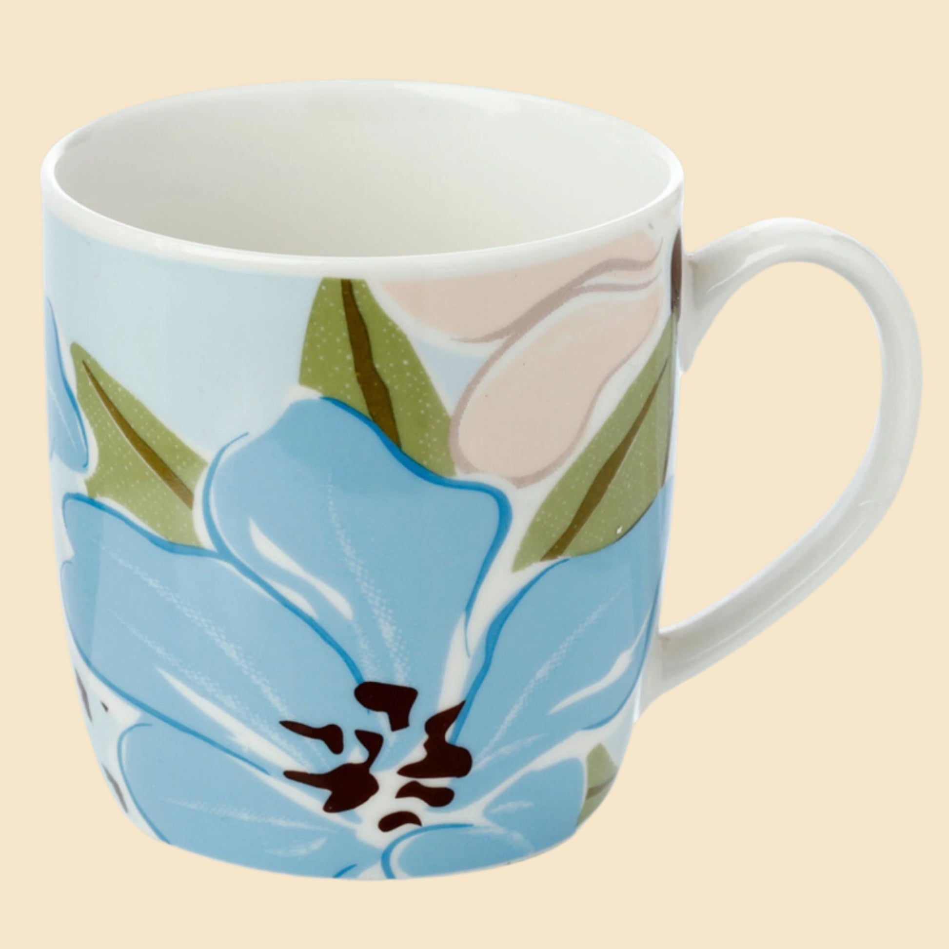 Rhododendron Porcelain Mugs Set Of Two Left Side View