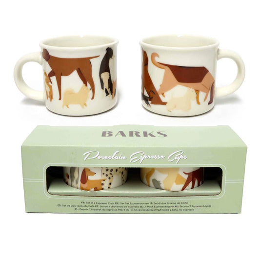 Set of 2 Porcelain Espresso Cups - Barks Dog - The Mug GalleryMug