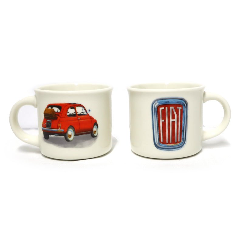 Set of 2 Porcelain Espresso Cups - Fiat 500 - The Mug Gallery