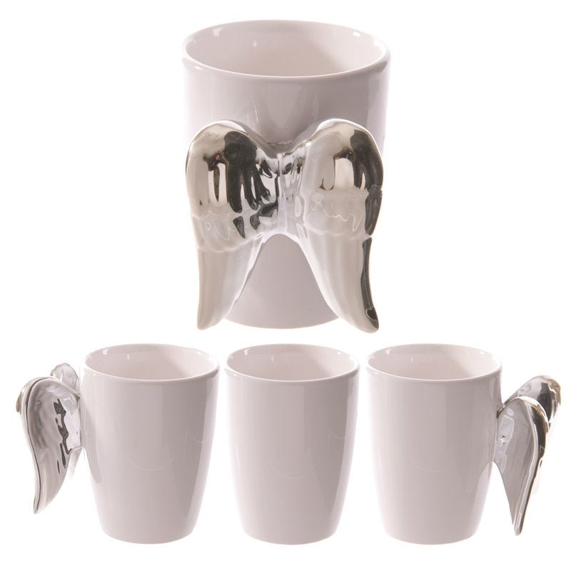 Silver Angel Wings Ceramic Novelty Mug - The Mug GalleryMug