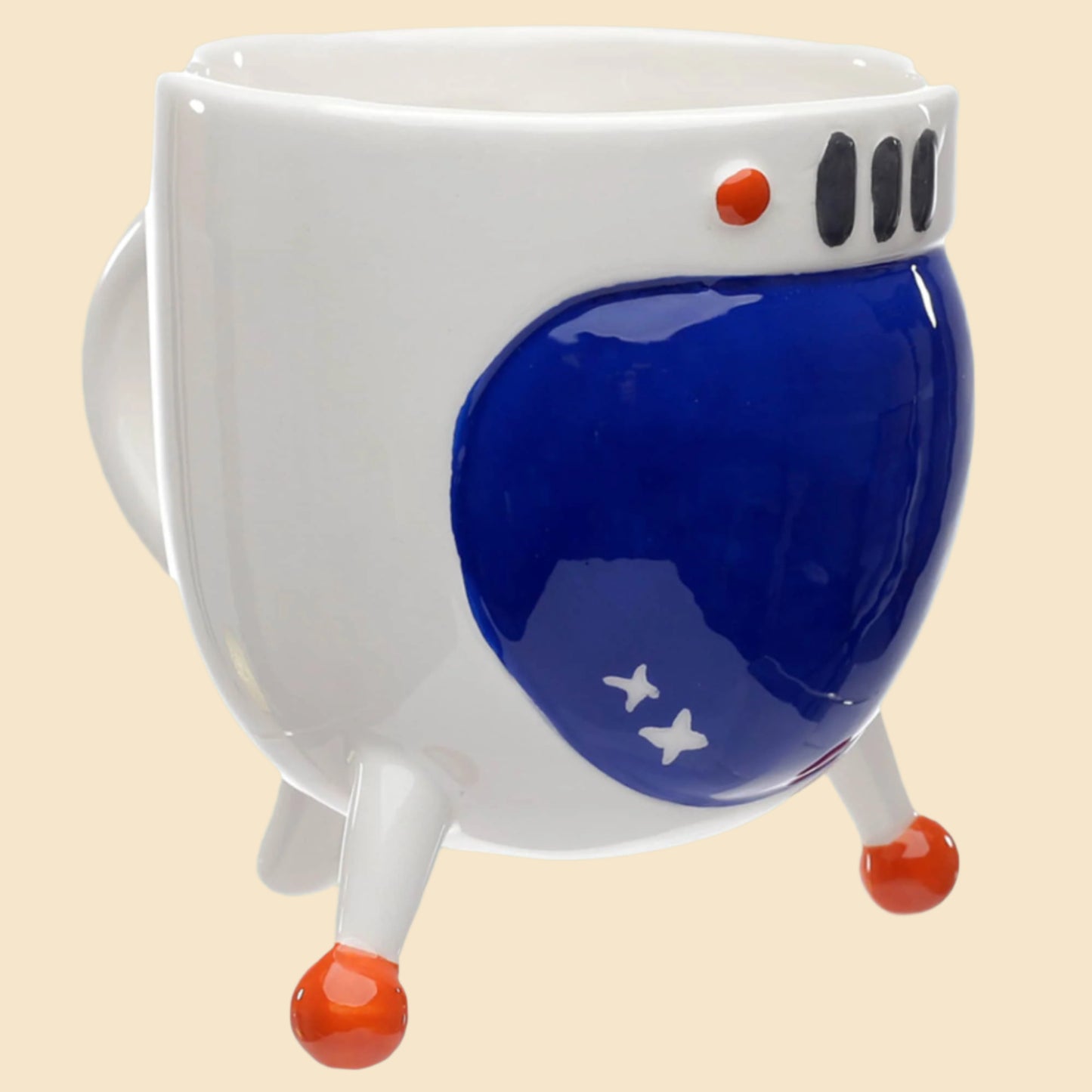 Spaceman Helmet Upside Down Mug Novelty Ceramic Mug Sci Fi Lover Gift Space Lover Present Drinkware Collectable Cute Fun Right Way Up Right Side View