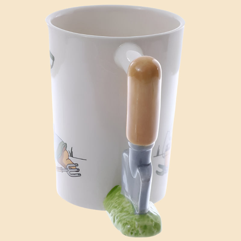 Trowel Shaped Handle Novelty Garden Ceramic Mug Handle View