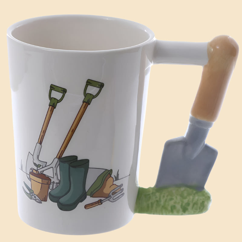 Trowel Shaped Handle Novelty Garden Ceramic Mug Left Side View