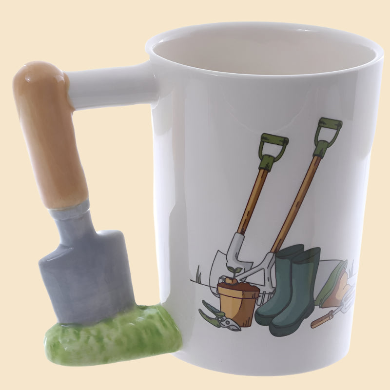 Trowel Shaped Handle Novelty Garden Ceramic Mug Right Side View