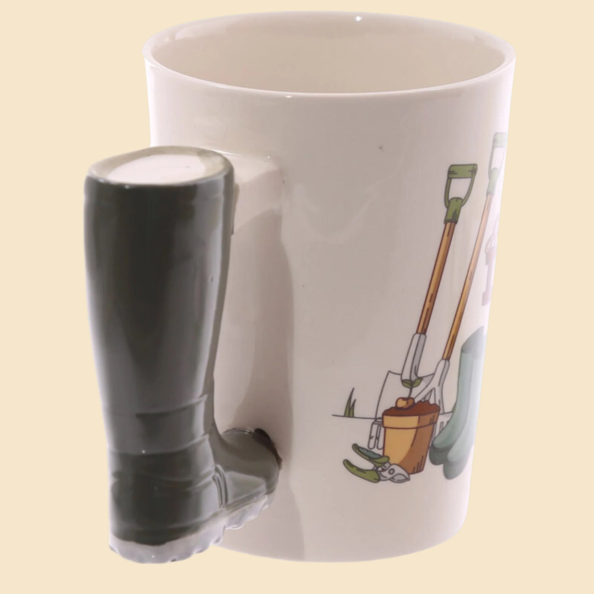 Wellington Boot Handle Gardening Novelty Mug Handle View