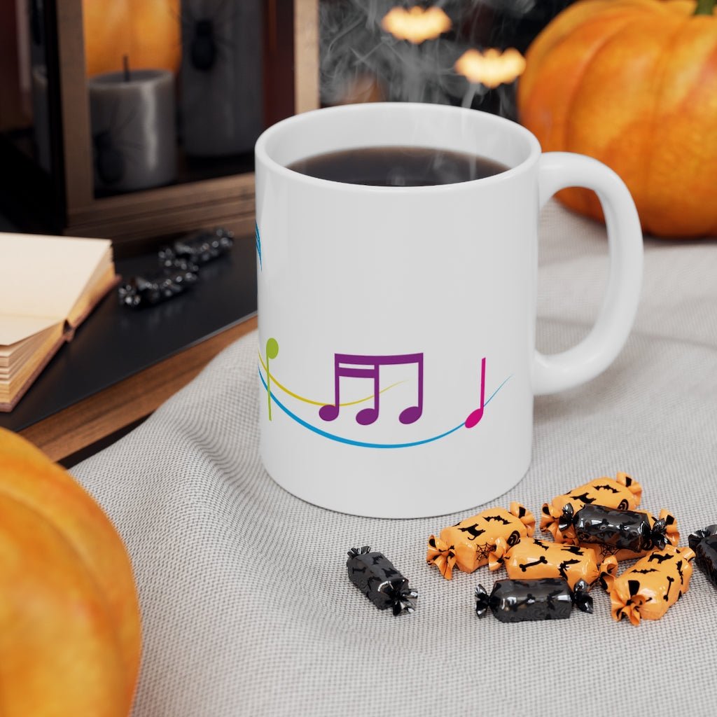 White Musical Notes Ceramic Mug - The Mug GalleryMug