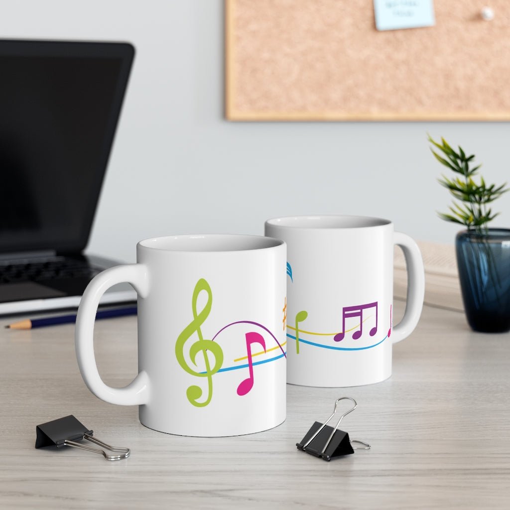 White Musical Notes Ceramic Mug - The Mug GalleryMug