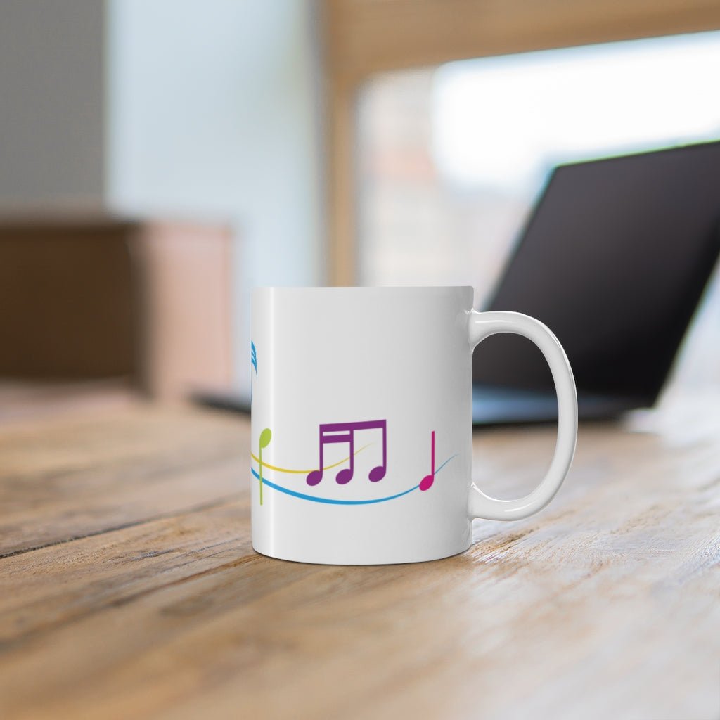 White Musical Notes Ceramic Mug - The Mug GalleryMug